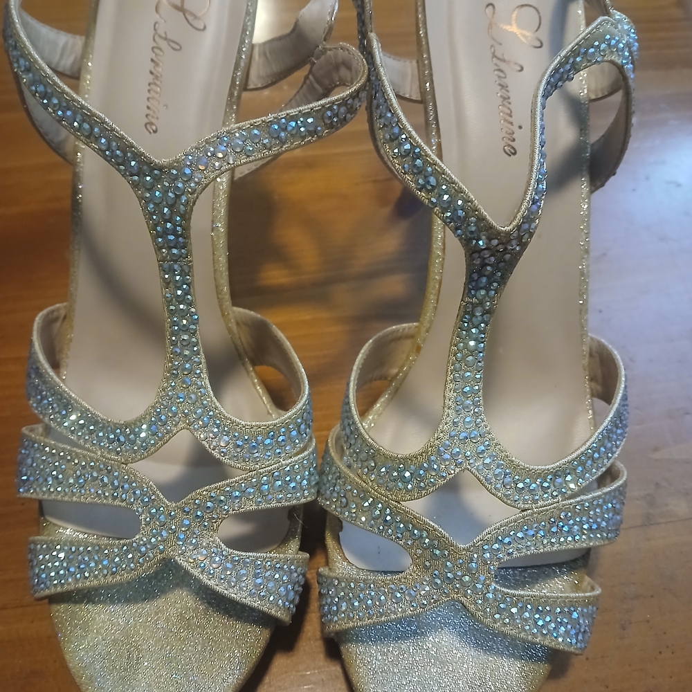 Lauren Lorraine Gold Heels with Silver Accents